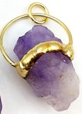 3pcs Natural Amethyst Raw Gemstone Pendant Healing Stone Necklace