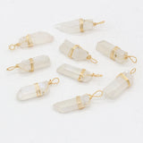 3pcs Natural Crystal Stone Charms Pendant Clear Quartz Wire Wrap DIY Necklace