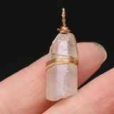 3pcs Natural Crystal Stone Charms Pendant Clear Quartz Wire Wrap DIY Necklace