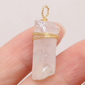 3pcs Natural Crystal Stone Charms Pendant Clear Quartz Wire Wrap DIY Necklace