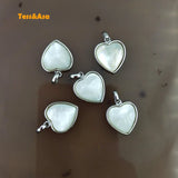 3pcs Natural Heart Shape Pendants Clear Shell Silver Jewelry