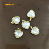 3pcs Natural Heart Shape Pendants Clear Shell Silver Jewelry