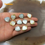 3pcs Natural Heart Shape Pendants Clear Shell Silver Jewelry