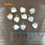 3pcs Natural Heart Shape Pendants Clear Shell Silver Jewelry