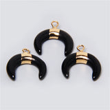 3pcs Moon Horn Shaped Stone Pendants Charms for DIY Jewelry Making