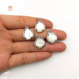 3pcs Natural Pear Shape Polished Shell Silver Plated Pendant