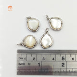 3pcs Natural Pear Shape Polished Shell Silver Plated Pendant