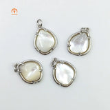 3pcs Natural Pear Shape Polished Shell Silver Plated Pendant