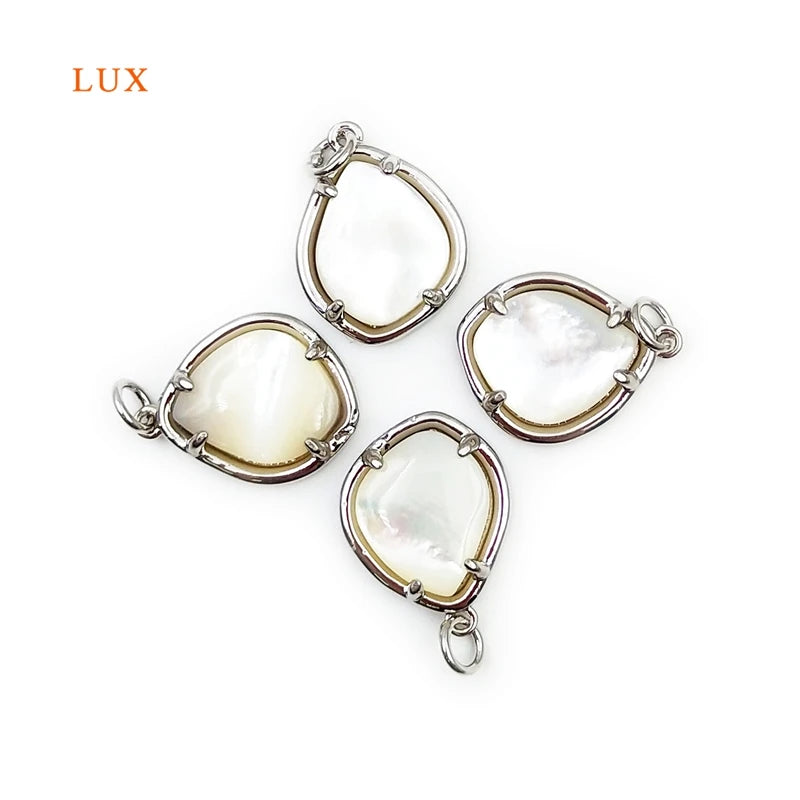 3pcs Natural Pear Shape Polished Shell Silver Plated Pendant