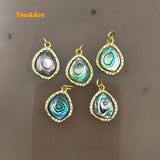 3pcs Natural Rainbow Abalone Sea Shell Pendants For Necklace