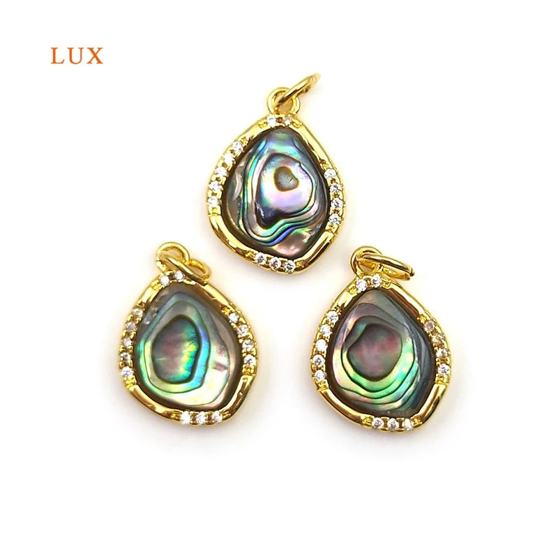 3pcs Natural Rainbow Abalone Sea Shell Pendants For Necklace