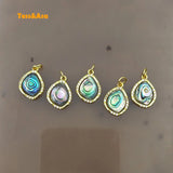 3pcs Natural Rainbow Abalone Sea Shell Pendants For Necklace