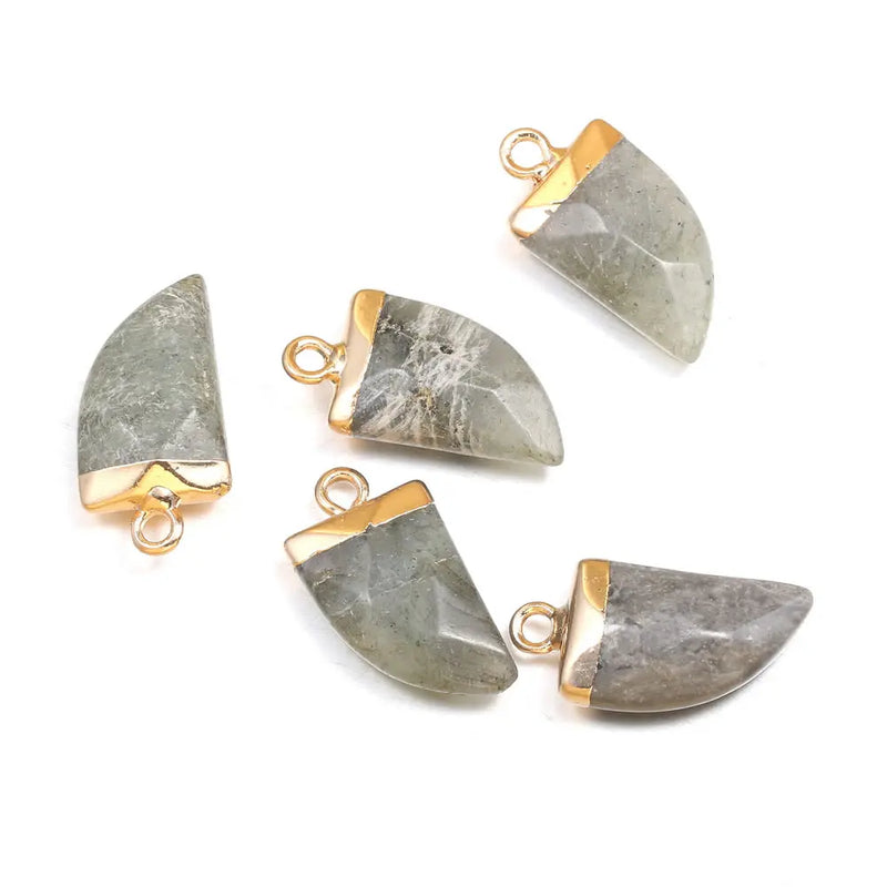 3pcs Natural Stone Agates Shape Rose Quartzs /Tiger Eye Pendant 10x20mm