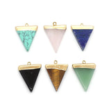 3pcs Natural Stone Pendant Quartz Crystal Agate Triangle DIY Necklace Earrings