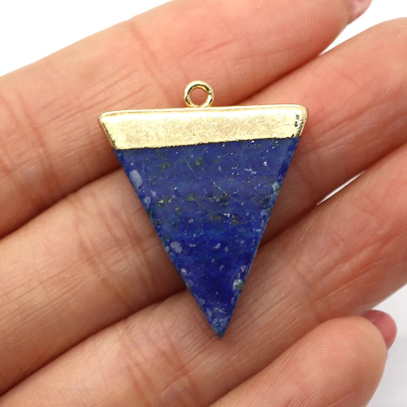 3pcs Natural Stone Pendant Quartz Crystal Agate Triangle DIY Necklace Earrings