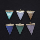 3pcs Natural Stone Pendant Quartz Crystal Agate Triangle DIY Necklace Earrings