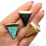 3pcs Natural Stone Pendant Quartz Crystal Agate Triangle DIY Necklace Earrings