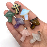 3pcs Tiger Eye Mushroom Stone Pendants DIY Necklace Accessory