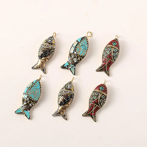 3pcs Nepal Fish Pendant Charms DIY Earrings Necklace Jewelry Accessories