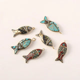 3pcs Nepal Fish Pendant Charms DIY Earrings Necklace Jewelry Accessories