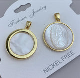 3pcs 21.5mm Natural Lady of Grace Mother Pearl Shell Pendant & Charms