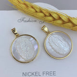 3pcs 21.5mm Natural Lady of Grace Mother Pearl Shell Pendant & Charms