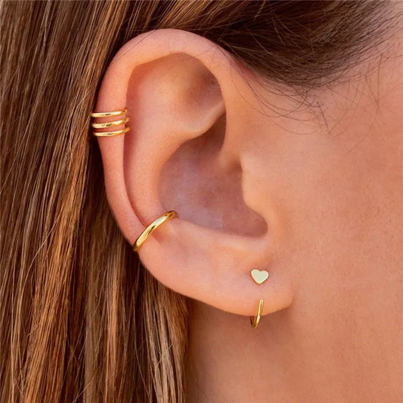 Heart Decor Earrings Minimalist Ear Clip Jewelry Unusual Accessories