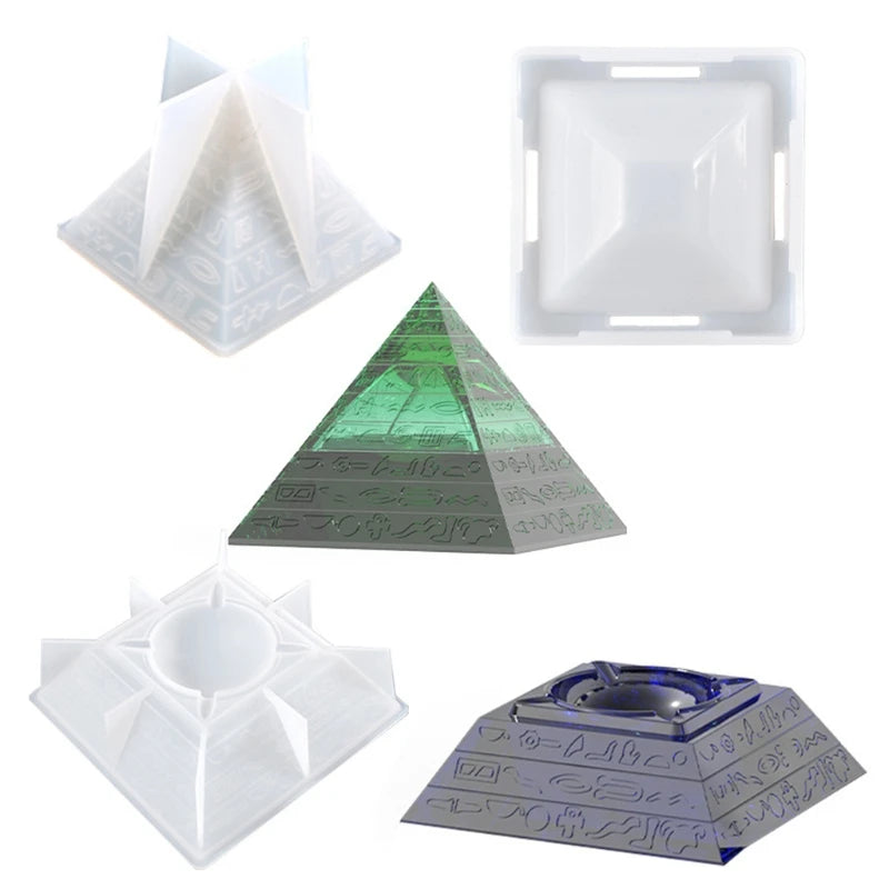 3pcs Pyramid Ashtray Resin Mold Smoke Ash Storage Box DIY Crafts