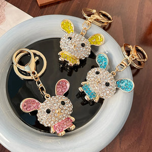 3pcs Rabbit Charm Rhinestone Key Charm Zodiac Metal Rabbit