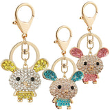 3pcs Rabbit Charm Rhinestone Key Charm Zodiac Metal Rabbit