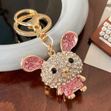 3pcs Rabbit Charm Rhinestone Key Charm Zodiac Metal Rabbit