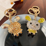 3pcs Rabbit Charm Rhinestone Key Charm Zodiac Metal Rabbit