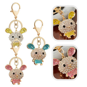 3pcs Rabbit Charm Rhinestone Key Charm Zodiac Metal Rabbit