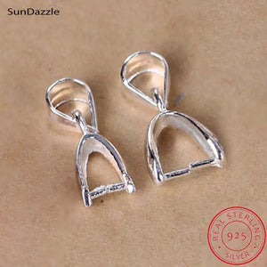 3pcs 925 Sterling Silver Pendant Clip Clasp Pinch Hook Beads Connectors