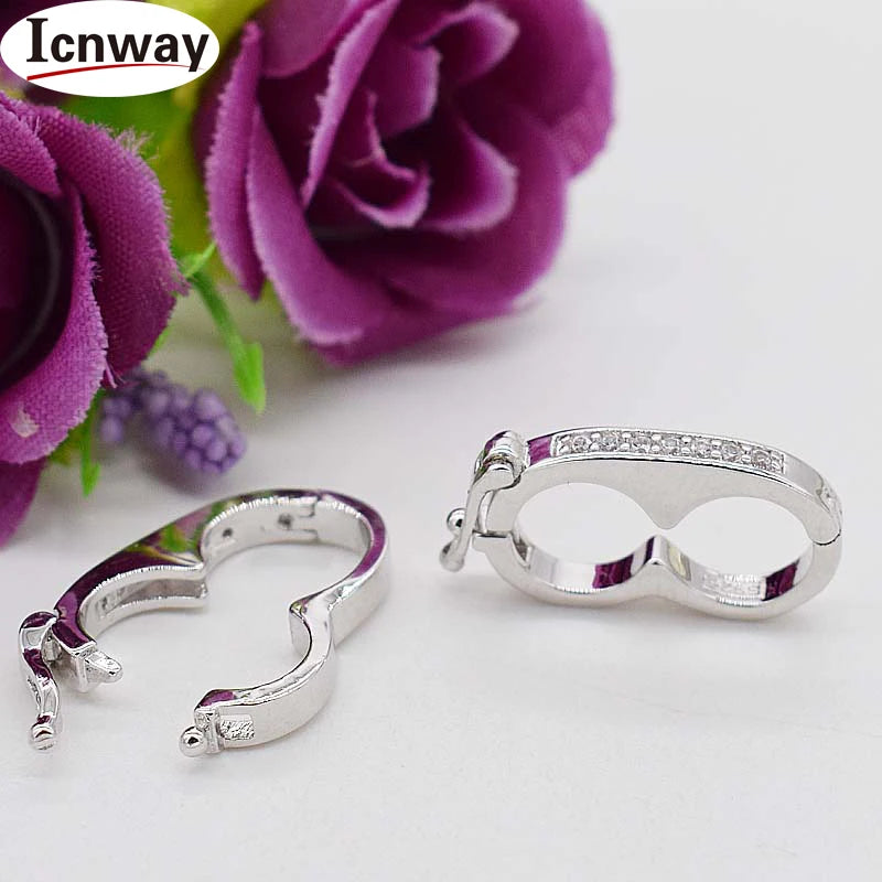 3pcs Rhinestone Gold&Silver Plated Toggle Clasp 1*2cm DIY Bracelet Necklace