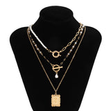 Rose Metal Pendant Necklace Hip Hop Pearl Beaded Chain Sweet Collar Jewelry