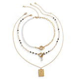 Rose Metal Pendant Necklace Hip Hop Pearl Beaded Chain Sweet Collar Jewelry