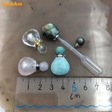 Rose Quartz Clear Crystal Perfume Bottle Pendant Necklace for Women