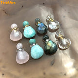 Rose Quartz Clear Crystal Perfume Bottle Pendant Necklace for Women