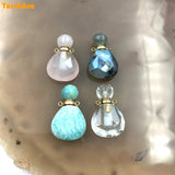 Rose Quartz Clear Crystal Perfume Bottle Pendant Necklace for Women