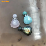 Rose Quartz Clear Crystal Perfume Bottle Pendant Necklace for Women