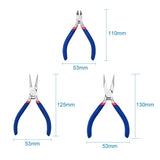 3pcs/Set Steel Short Chain-Nose, Round Nose, Side-Cutting Pliers