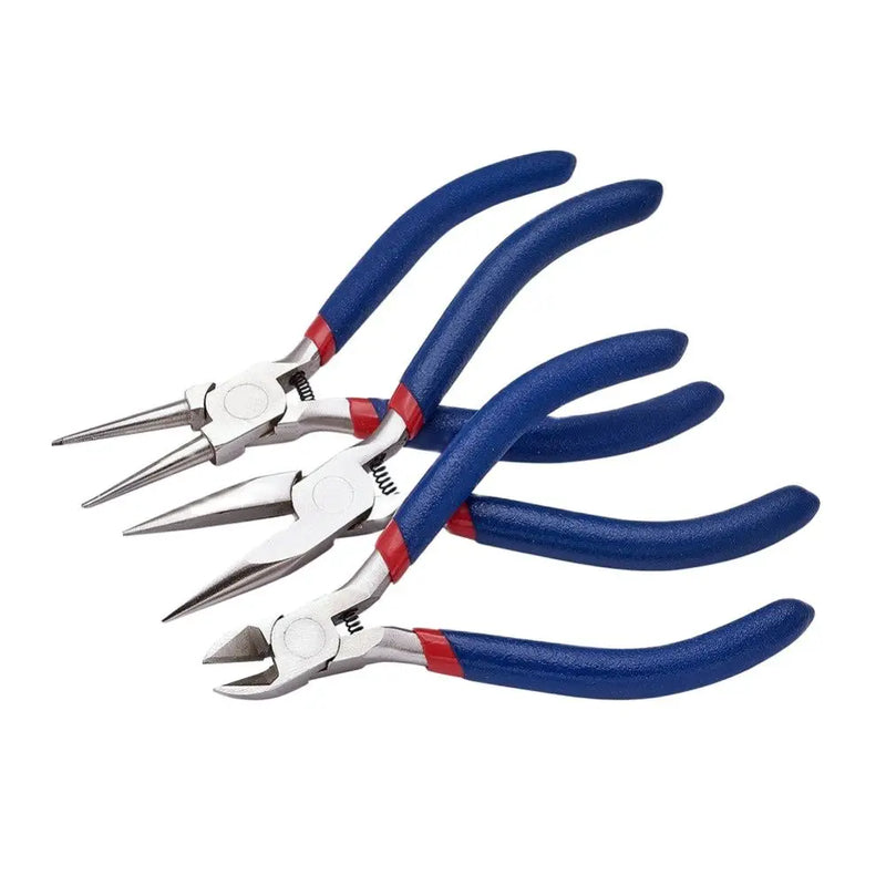 3pcs/Set Steel Short Chain-Nose, Round Nose, Side-Cutting Pliers
