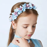 3pcs Children Flower Hair Band Wreath Necklace Bracelet Set Baptism Headpiece