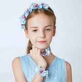 3pcs Children Flower Hair Band Wreath Necklace Bracelet Set Baptism Headpiece
