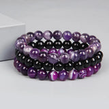 3pcs Natural Stone Beads Bracelet 8mm Multilayer Bangles Tiger Eye Beaded