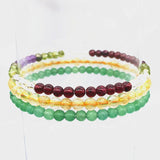 Natural Stone Beads Bangle Set 4mm Aventurine Citrine Crystals
