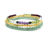 Natural Stone Beads Bangle Set 4mm Aventurine Citrine Crystals