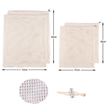 3pcs Natural Cotton Drawstring Pouch for Vegetable Fruit Mesh Net Bag