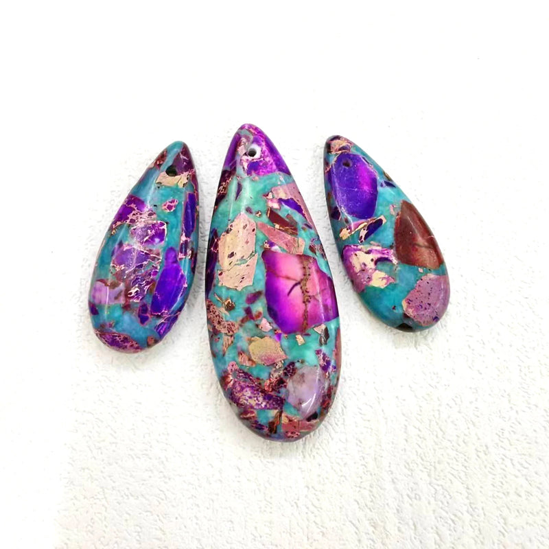 Emperor Stone Beads Droplet Shaped Pendant Earrings Set